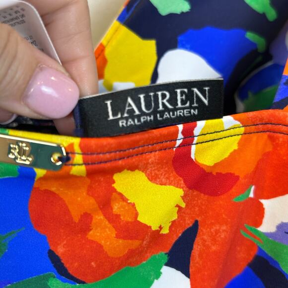Lauren Ralph Lauren Floral Shirred Plunge One Piece Swimsuit Women’s 14 NWT - Picture 9 of 9